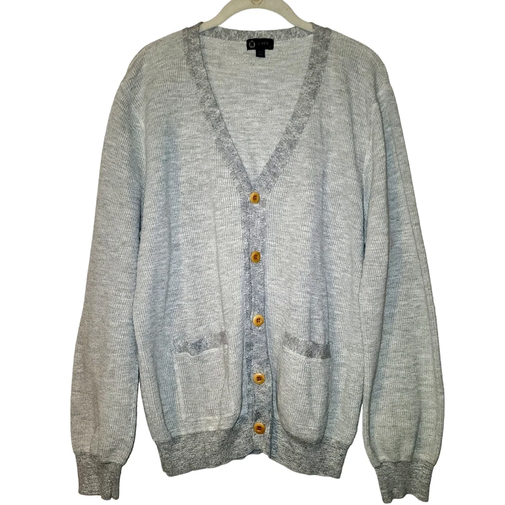 J.Crew V-neck Button Down Ribbed Cardigan | Patchwork Pockets Size Large
